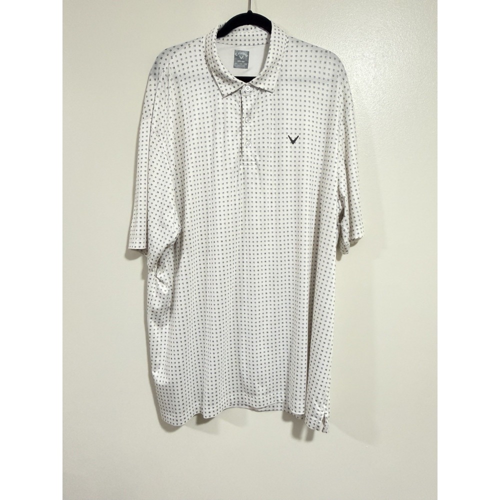 Callaway Mens XXL  Polo Shirt Opti-Dri White Grey Short Sleeve Athletic Golf